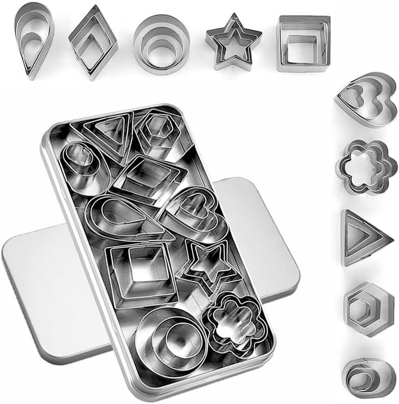 30Pcs Mini Cookie Cutter Set with Box, Small Stainless Steel Fruit Veggie Tiny P gallery