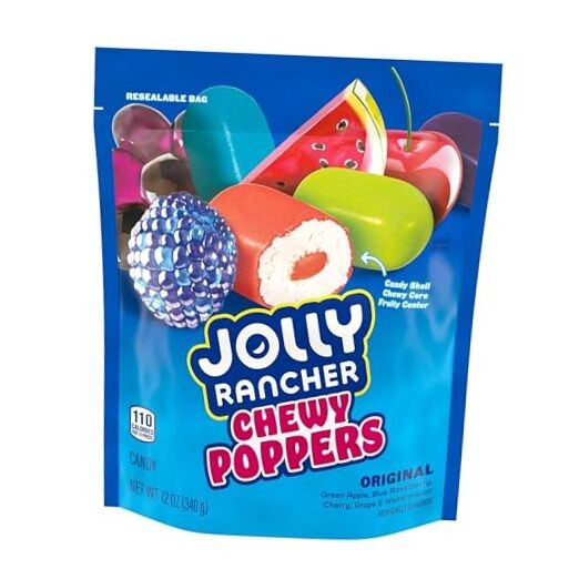Jolly Rancher Chewy Poppers Original Fruit Flavored Candy Bag, 12 oz