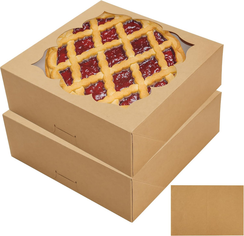 20 Pack Pie Boxes for 9 Inch Pie 9X9X3 in Bakery Boxes with Window Perfect for P