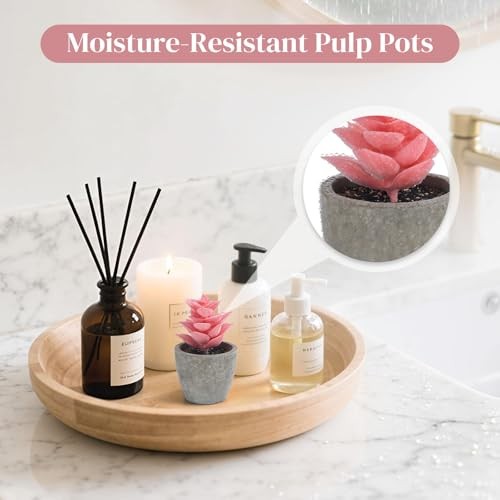 6PCS Succulents Plants Artificial, Small Fake Plants in Pots for Pink gallery