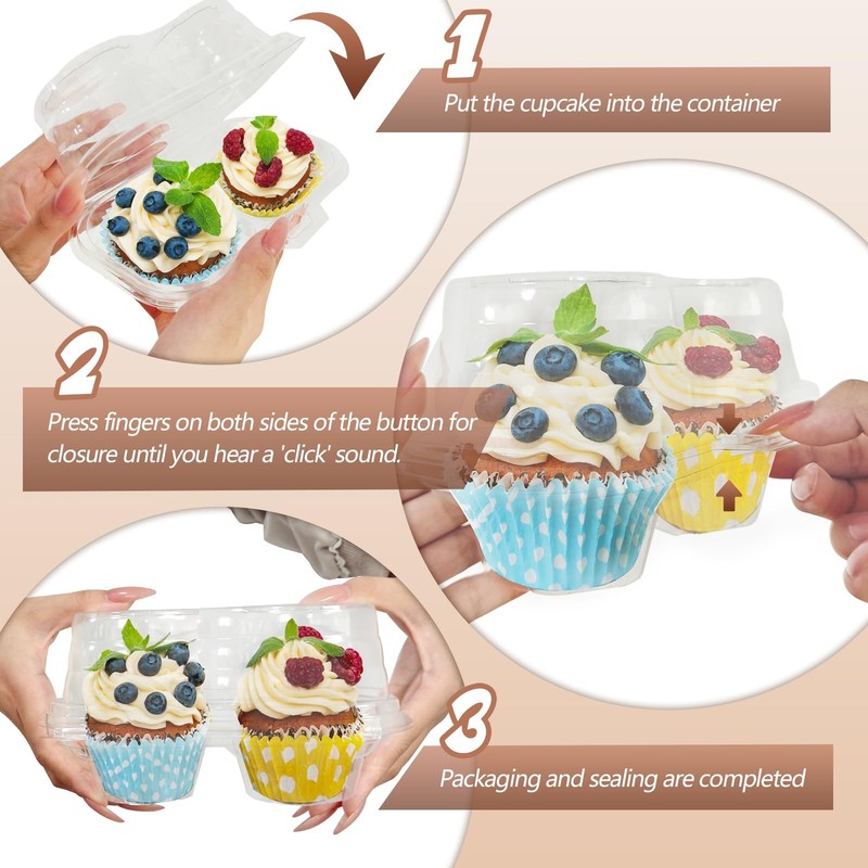 100 Pack Plastic Cupcake Containers with Lids, Disposable 2 Count Clear Cupca... gallery
