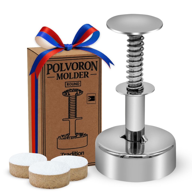 Polvoron Molder Filipino 2.75″ H x 1.75″ W – Round Polvoron Mold for Traditio…