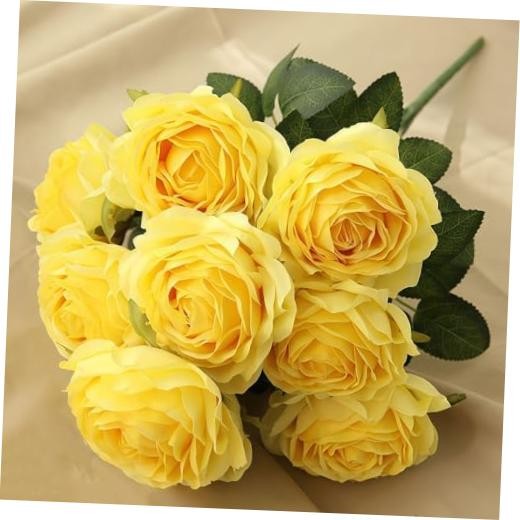 Artificial Roses Fake Flowers 10 Heads Arrangement Silk Bouquet Yellow gallery