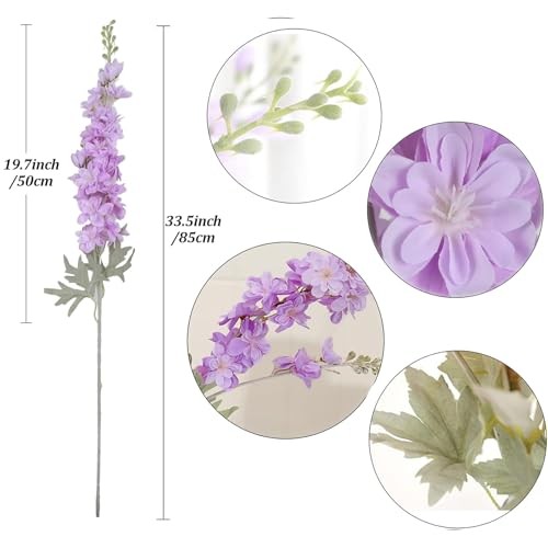 Artificial Delphinium Fake Flower Stems 6 pcs Fake Larkspur 33.5 in Purple gallery