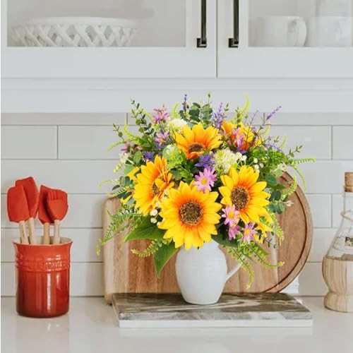Sunflowers Artificial Flowers Bouquets Spring Flowers Artificia Yellow,purple gallery