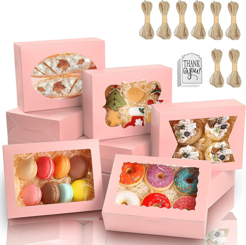 65 PCS 8X6X2.5 Inch Cookie Boxes with Window Pink Bakery Boxes Pastry Boxes f... gallery