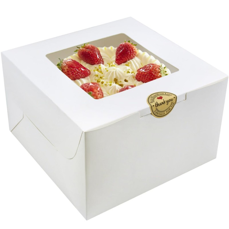 20 PCS White 8x8x5 Inch Bakery Cake Boxes Window Pasteles Pastry Cookie Pie