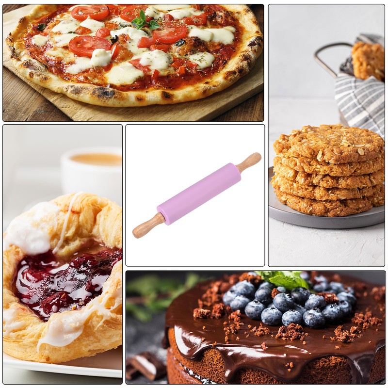 Silicone Rolling Pins for Baking 31cm x 4.2cm Purple,1pcs gallery