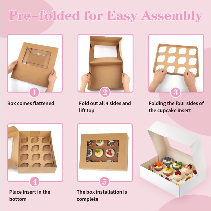 Cupcake Boxes 2 Pack Disposable Cupcake Containers Food Grade Cupcake Carrier 12 gallery