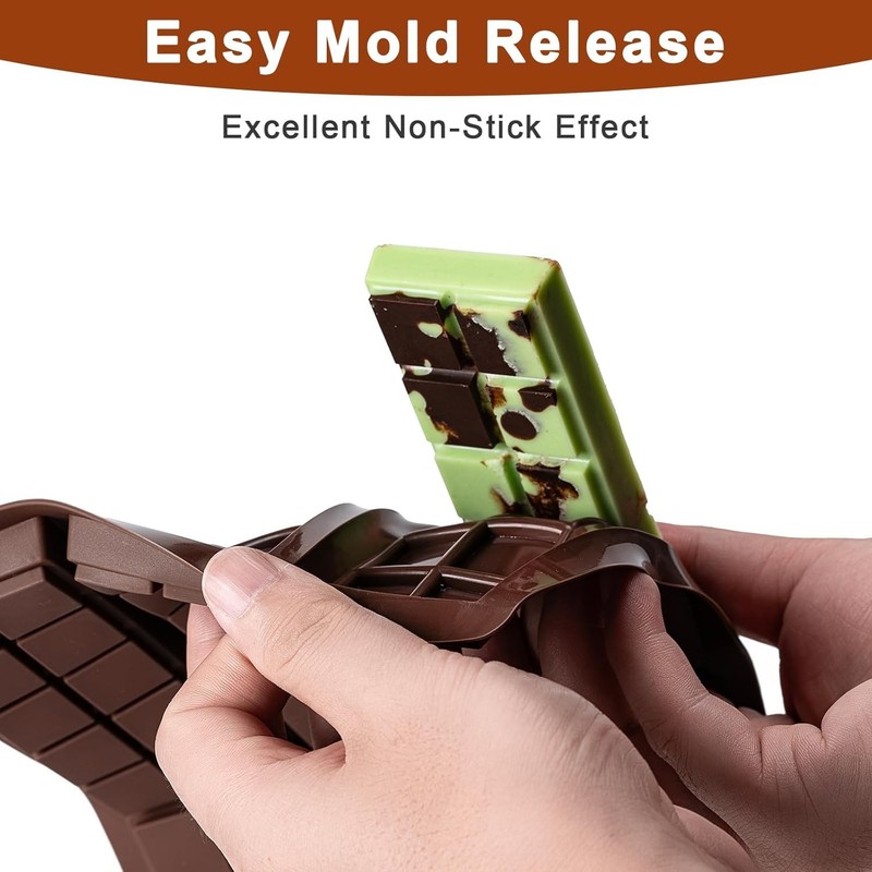 "Silicone Chocolate Bar Mold 100% Food Grade Non-Stick Candy Snack Maker 10 Cavi gallery