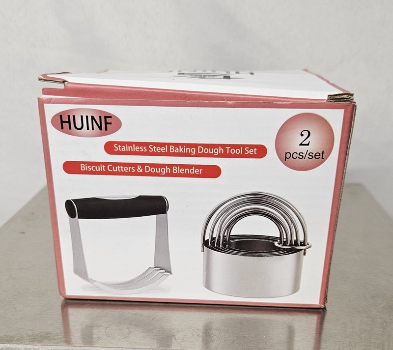 5 Piece Stainless Steel Cookie Pastry Cutter Set & Dough Blender New (Open Box)