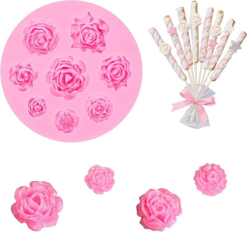 Elegant Rose Silicone Fondant Mold - Perfect for Cake & Chocolate Designs gallery