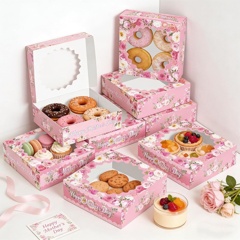 24 Pcs Mother's Day Cookies Box with Window Shortbread Gift Boxes Happy gallery