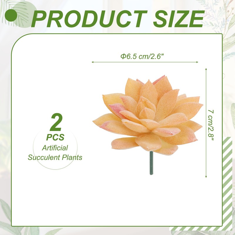 2Pcs Artificial Succulent Plants Faux Artificial Flocking Lotus Orange gallery