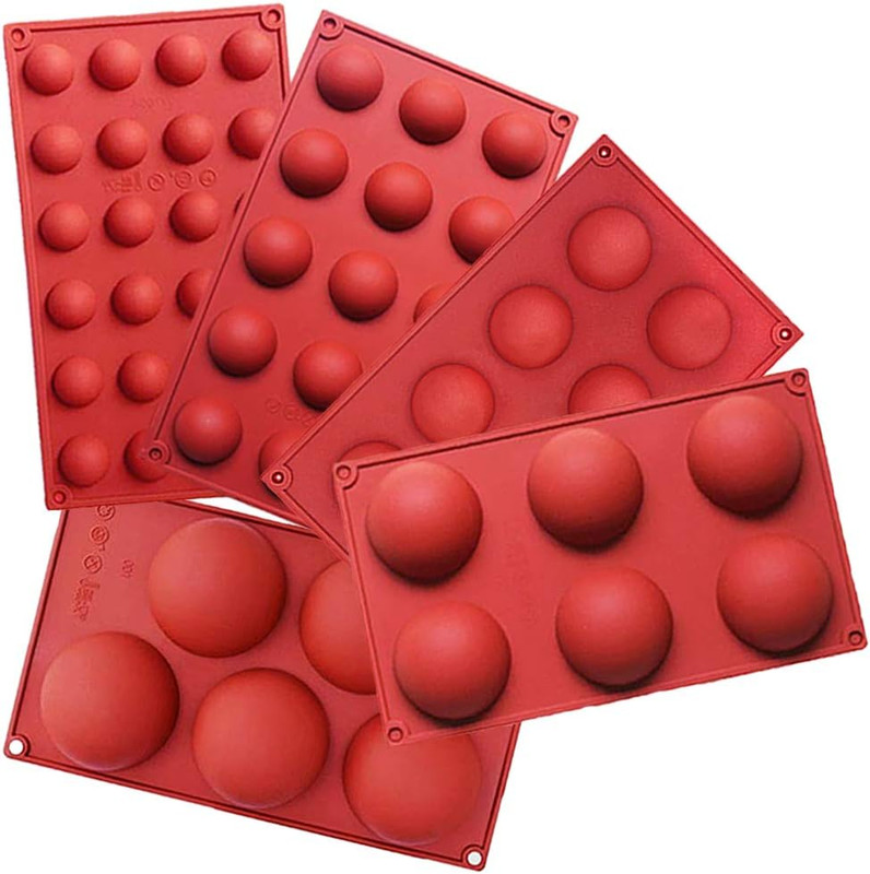 5Pack Sphere Silicone Molds, Silicon Dome Mold Semi Sphere Baking Mould for Maki