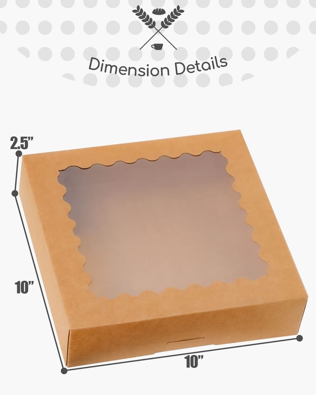 Autopop up Brown Pie Boxes with Window 10x10x2.5 Inch 30 Packs Cookie gallery