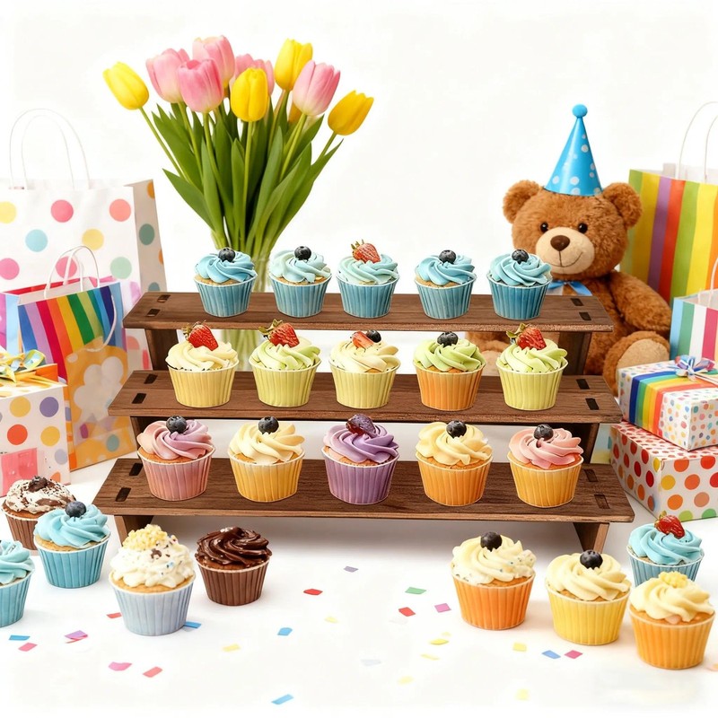 Wooden Display Stand -2PCS Rustic Cupcake Stands gallery