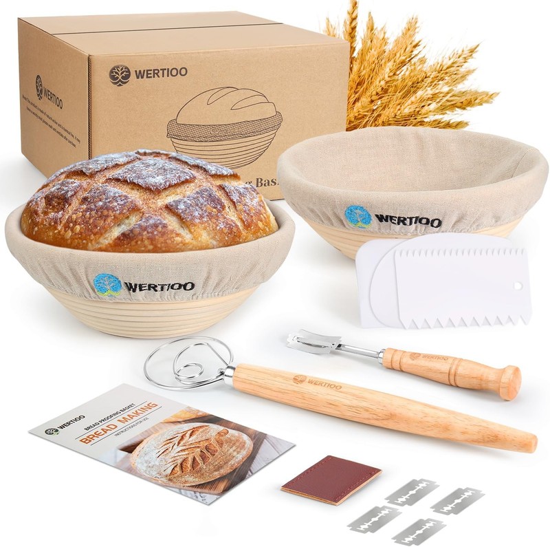Banneton Bread Proofing Basket Set of 2, 9 Inch Round Sourdough Proofing
