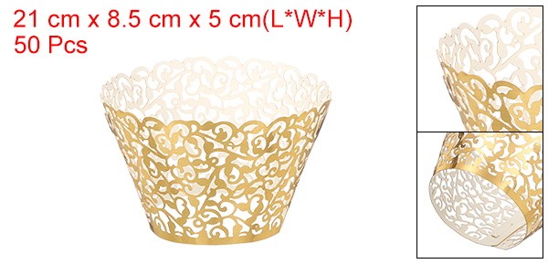 Cupcake Wrappers Paper, 50 Pack Baking Cups Vine Decor, Reflective Gold gallery