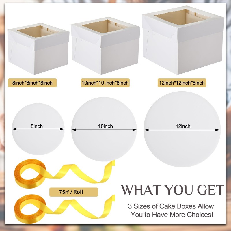 Teenyyou 48 Pcs Cake Boxes with Boards 24 Baking Boxes with Window 24 Cake Bo... gallery