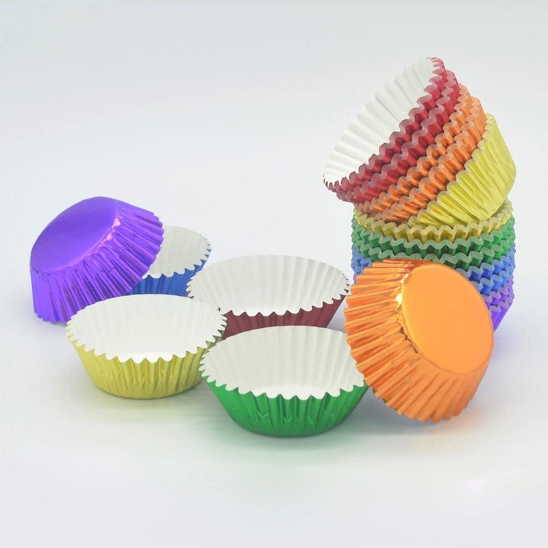 Bright Rainbow Foil Cupcake Liners Mini Baking Cups for Party, 240-Count gallery