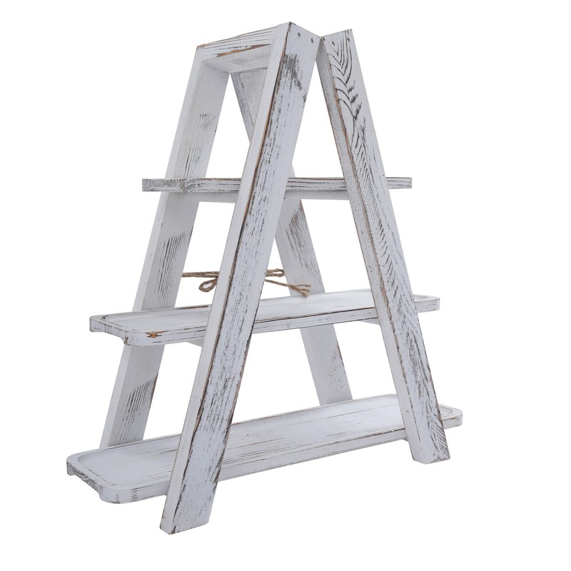 Pine Wooden Tray For Food 3 Tier Serving Ladder Stand With Serving Platter Tray gallery