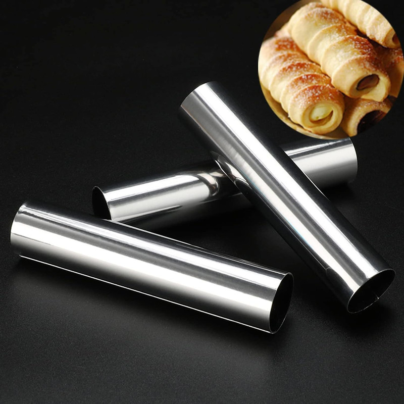 12 Pack Cannoli Tube Non Stick Stainless Steel Cream Horn Mold Danish Pastry Can gallery