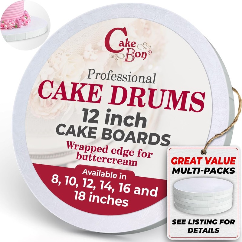 Cake Boards 12″ White Round Cake Drums 1/2″ Wrapped Edge 1Pack | 12 Inch Cake