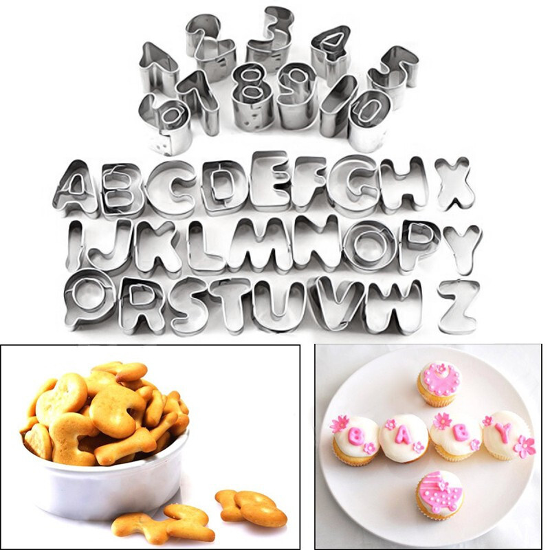 37pc Alphabet Letter Number Fondant Icing Cutter Set Cake Decorating Mould Metal gallery