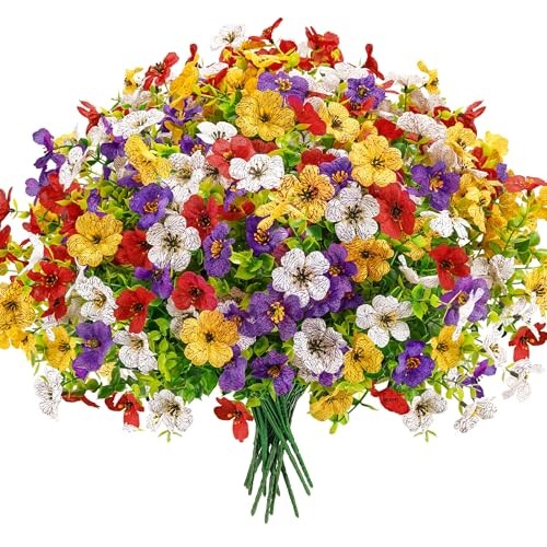 Bundles Artificial Daisy Fake Flowers for Outdoors, UV 12 Multi-color a gallery