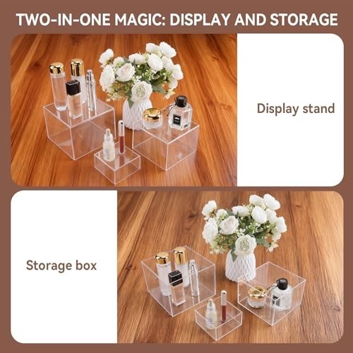 8 PCS Clear Buffet Risers Set - Large Acrylic Food Stands for Party & Dessert Di gallery