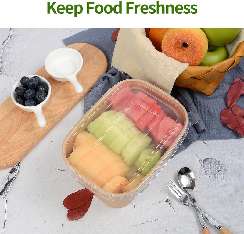 50 Pack 35 oz Paper Meal Prep Containers Disposable, Paper Food Containers wi... gallery
