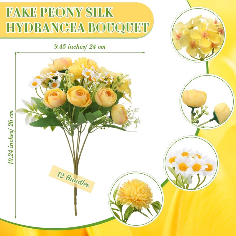 Tigeen Peonies Artificial Flowers Faux Roses Silk Flowers Hydrangea Artificial gallery