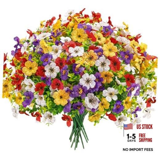 Bundles Artificial Daisy Fake Flowers for Outdoors, UV 12 Multi-color a