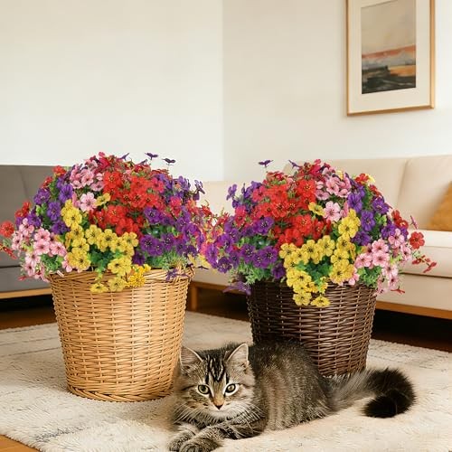 Bundles Artificial Flowers Bulk for Outdoor Decor, UV Resistant 24 Mix 6 Color gallery