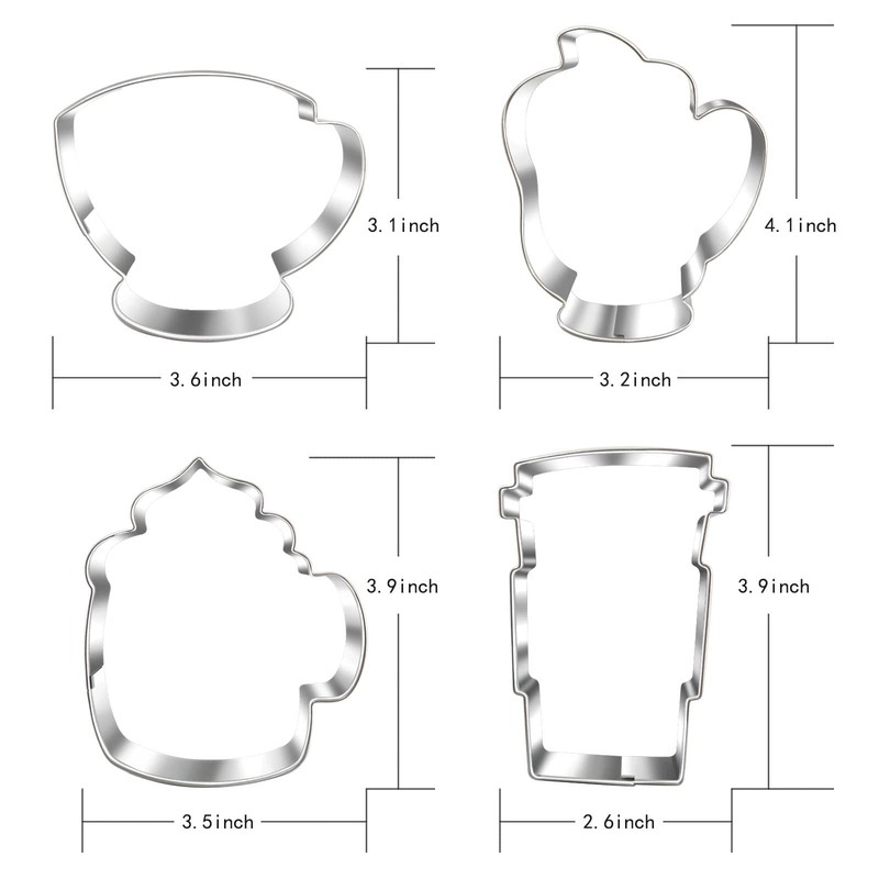 Large Coffee Cup Cookie Cutter Set4 Piececoffee Mug Hot Cocoa Mug Lette Teacup C gallery