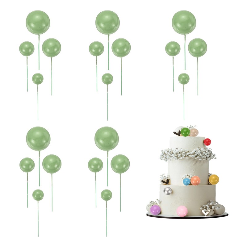 20Pcs Foam Balloons, Cupcake Insert Cake Toppers Cakes Decoration, Matcha Green