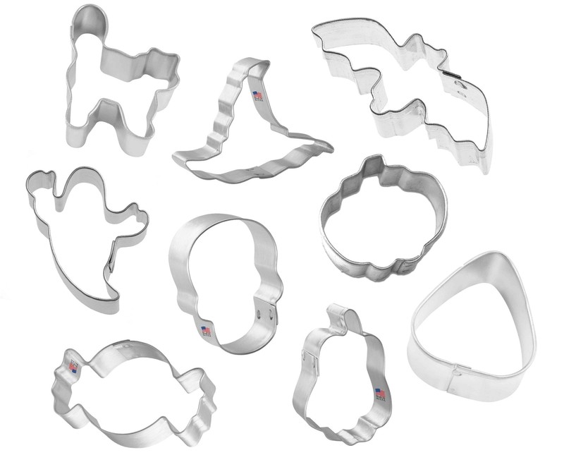 9 Piece Mini Halloween Cookie Cutter Set Autumn Spooky Metal Fall