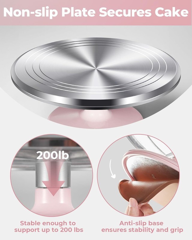 Aluminium Alloy Revolving Cake Stand 12 Inch Rotating Cake Turntable for Cake gallery