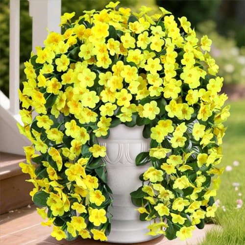 Artificial Faux Hanging Plants Flowers for Outdoor Fall Autumn Decor, 2 Yellow gallery