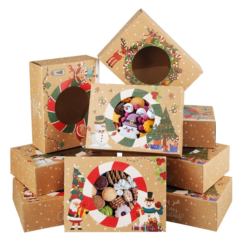 24 PCS White Christmas Cookie Boxes Window Bakery Treat Mini Cake Pastry Donut