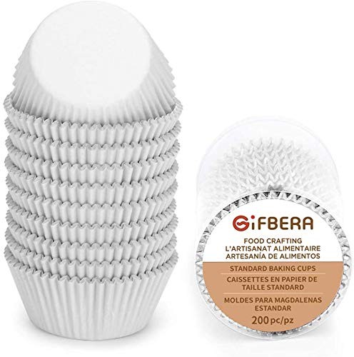 Gifbera White Metallic Foil Cupcake Liners Standard Size Baking Cups, 200-Count gallery