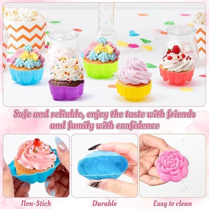 36 PCS Silicone Flower Baking Molds - Non-Stick Mini Trays for Cupcakes, Pudding gallery