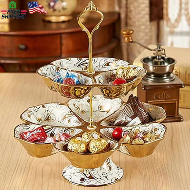 4 Sets of 3 Tier Cake Plate Stand Handle Hardware, Cake Fruit Food Plate Stand H gallery