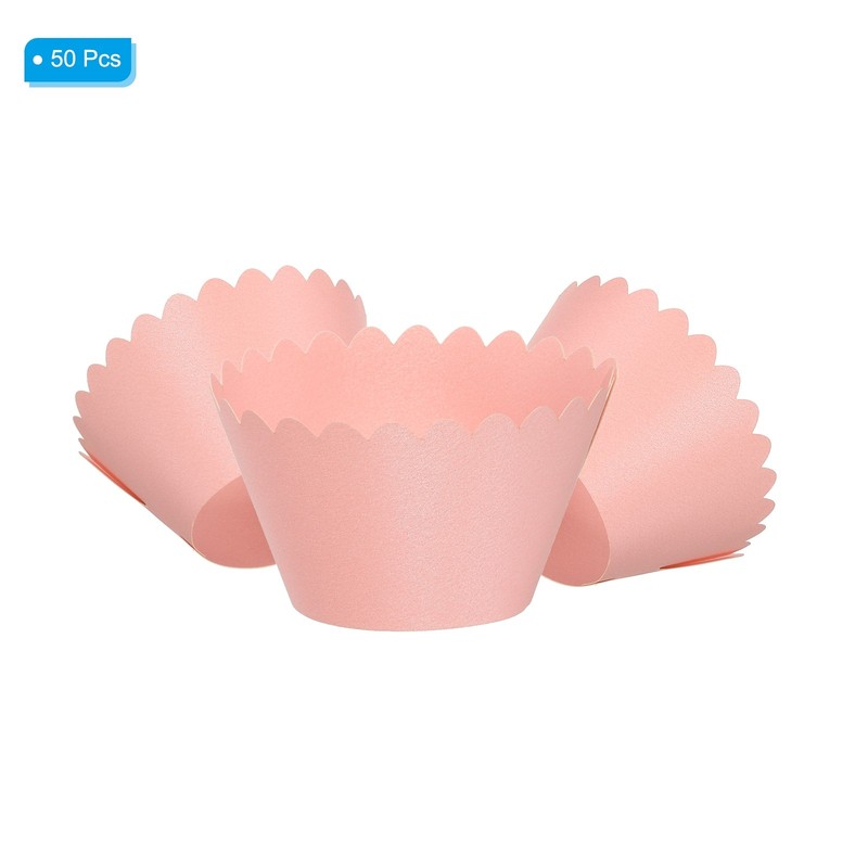 Cupcake Wrappers Paper, 50 Pack Baking Cups Standard Wave Decoration, Pink gallery
