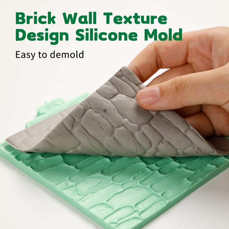 Wood Fondant Mold,Cobblestone Silicone Texture Mat for Clay,Fondant Impressio... gallery
