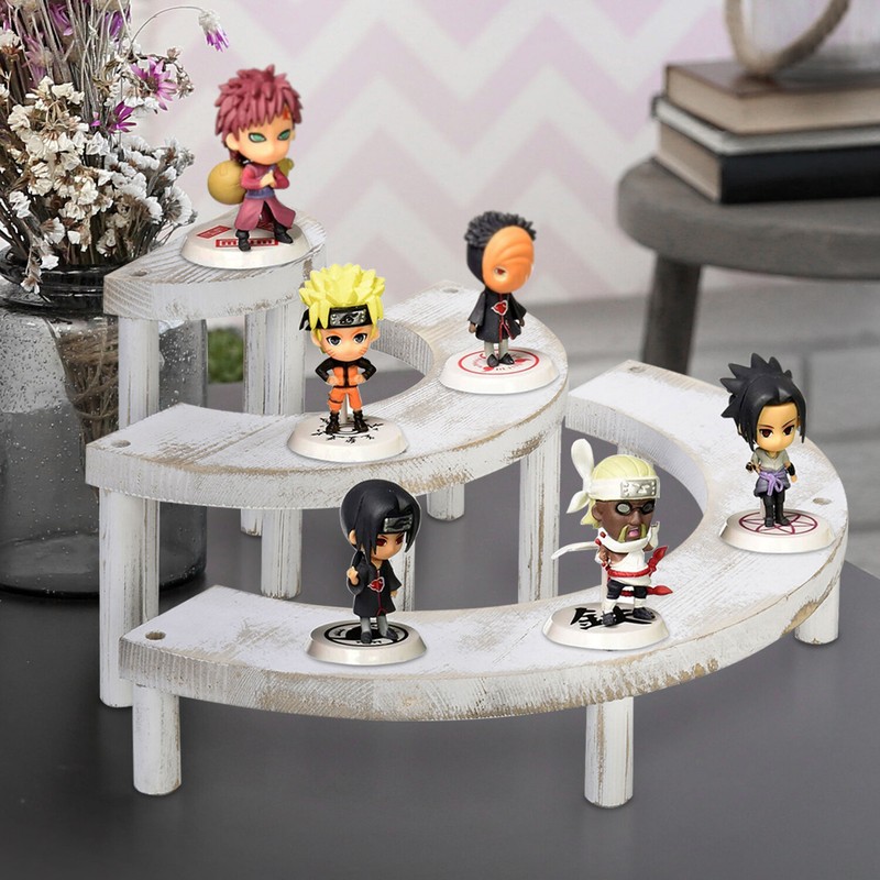 Shabby White Washed 3-Tier Half Moon Retail / Cupcake Dessert Display Risers