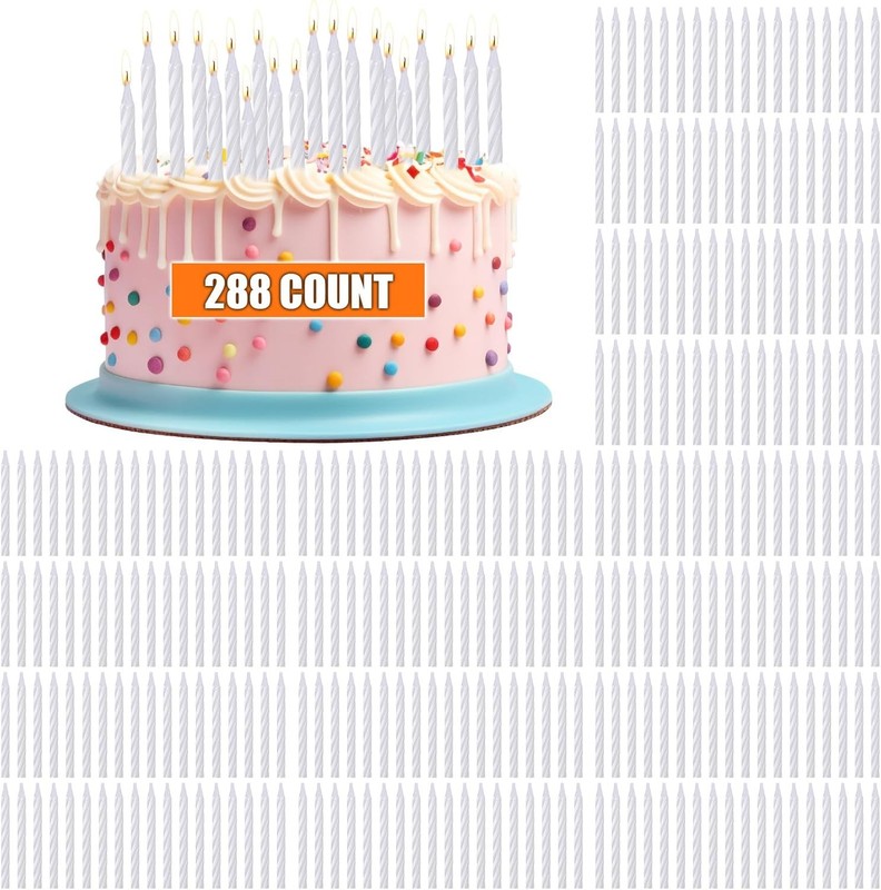 288 Pcs Birthday Candles Bulk Spiral Cake Candles for Celebrating Birthday Cake