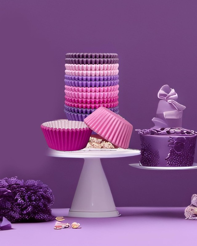 300 Counts Cupcake Liners Cupcake Cups Food Grade 6 Solid Pink Purple Colors ... gallery
