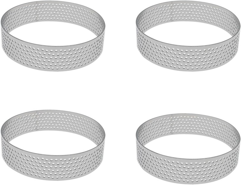 4 Pcs Perforated Tart Rings for Baking 3.15″ Cake Mousse Ring Stainless Steel